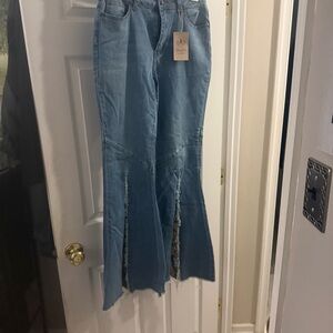 Stylish Light Blue Bell Bottom Jeans